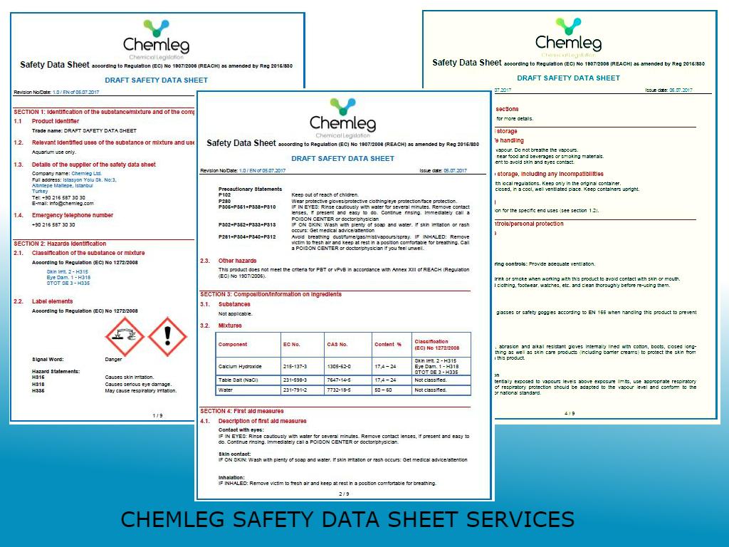 Required Information on Turkish Safety Data Sheet