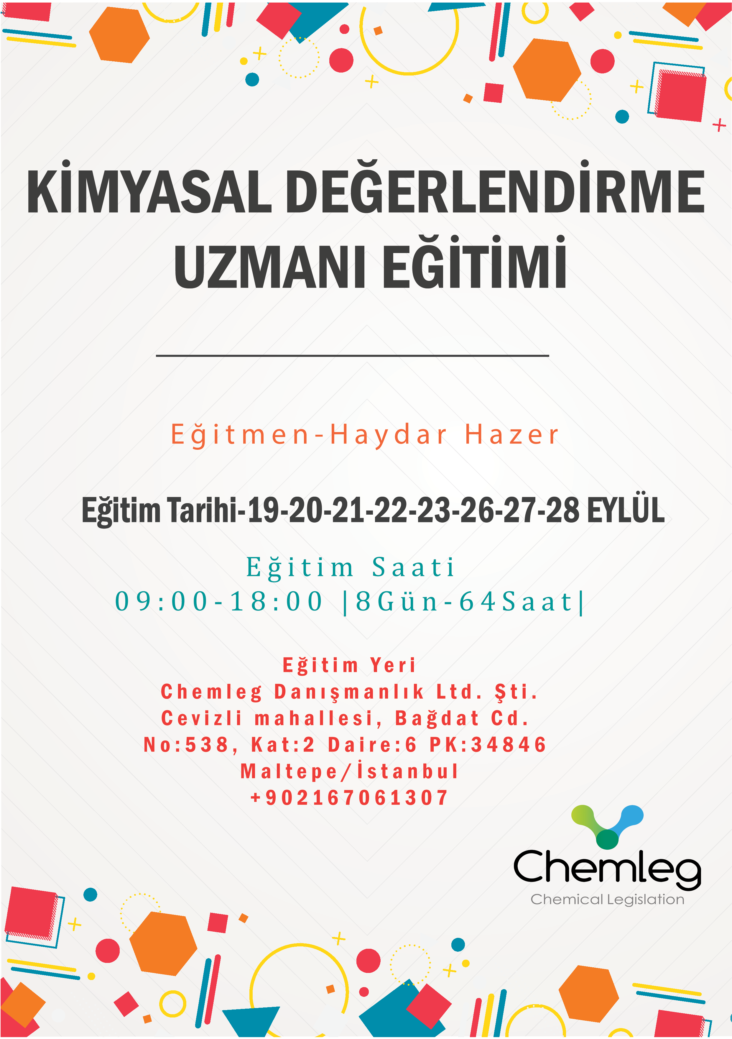 EYLÜL 2022 KİMYASAL DEĞERLENDİRME UZMANI (KDU) EĞİTİMİ