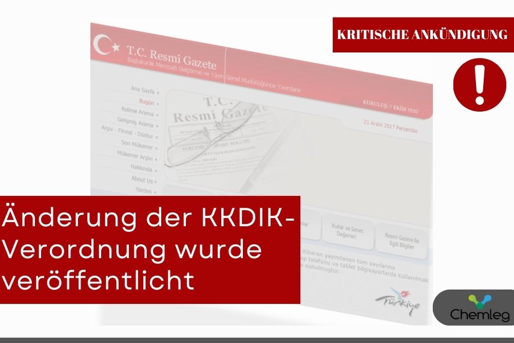 Änderung der KKDIK-Verordnung wurde veröffentlicht