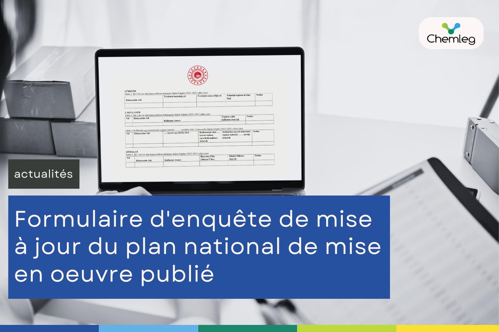 Formulaire d'enquête de mise à jour du plan national de mise en oeuvre publié